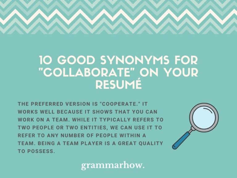 10 Good Synonyms For "Collaborate" On Your Resumé