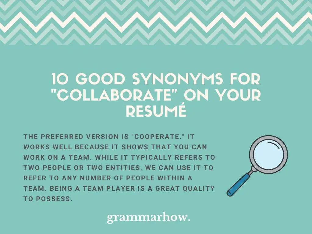 Good Synonyms For Collaborate On Your Resumé