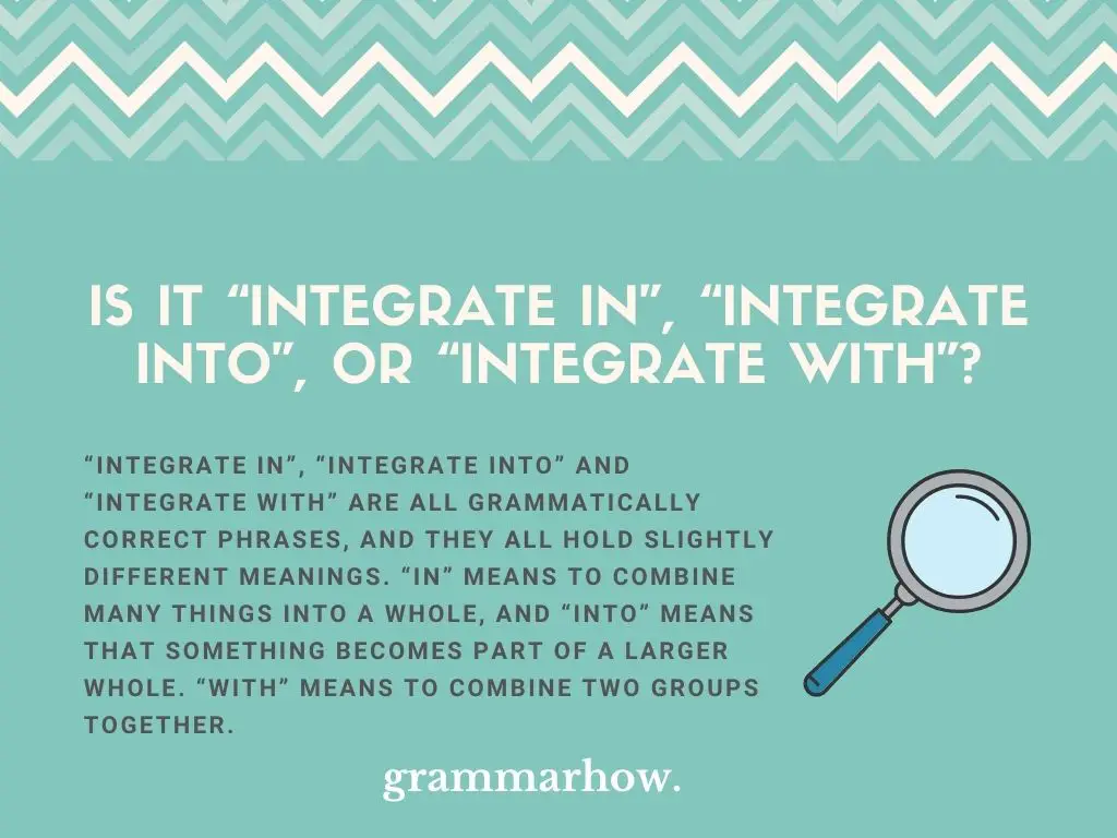 Integrate In”, “Integrate Into”, “Integrate With"