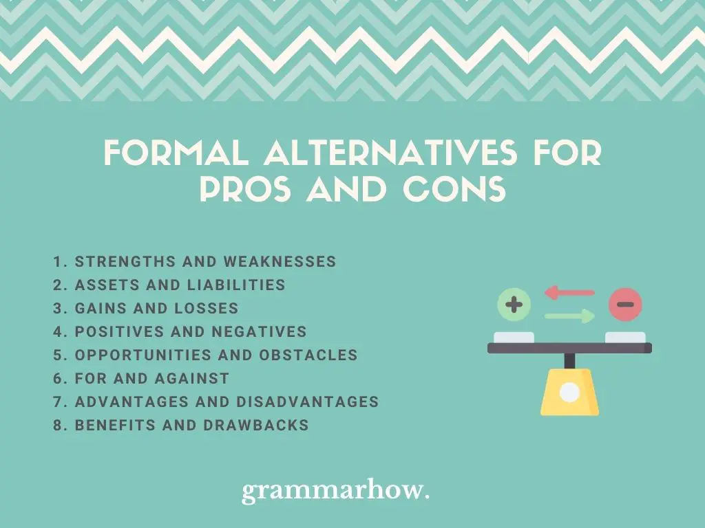 Formal Alternatives For Pros And Cons