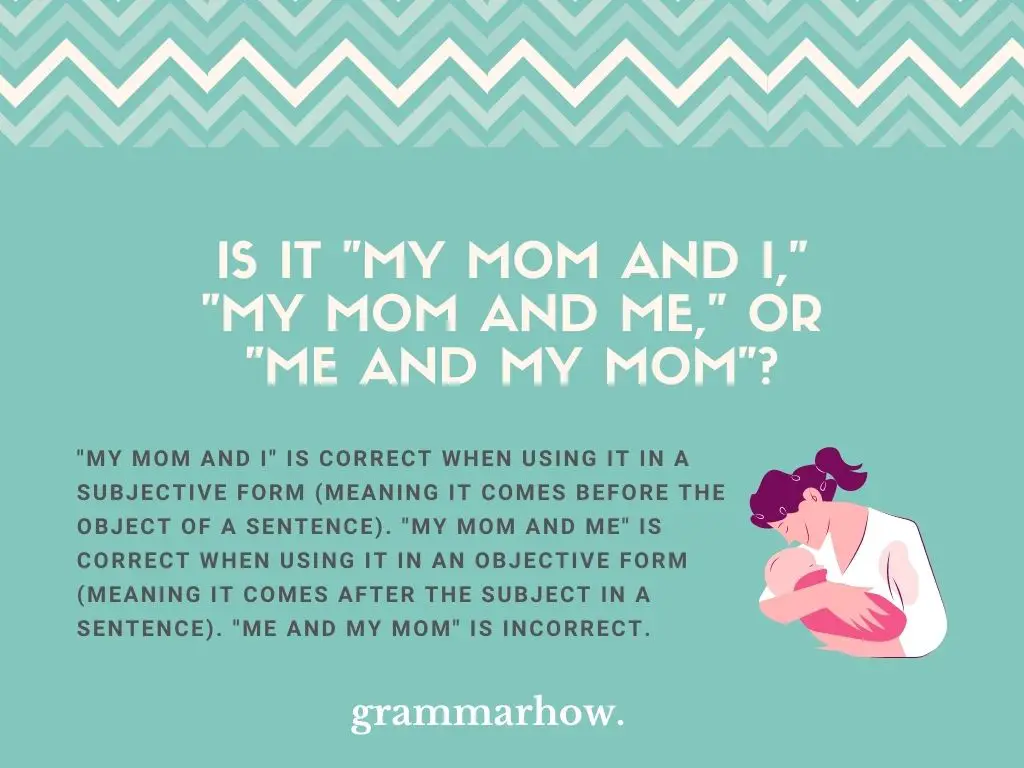 “My Mom And I” vs. “My Mom And Me” vs. “Me And My Mom”