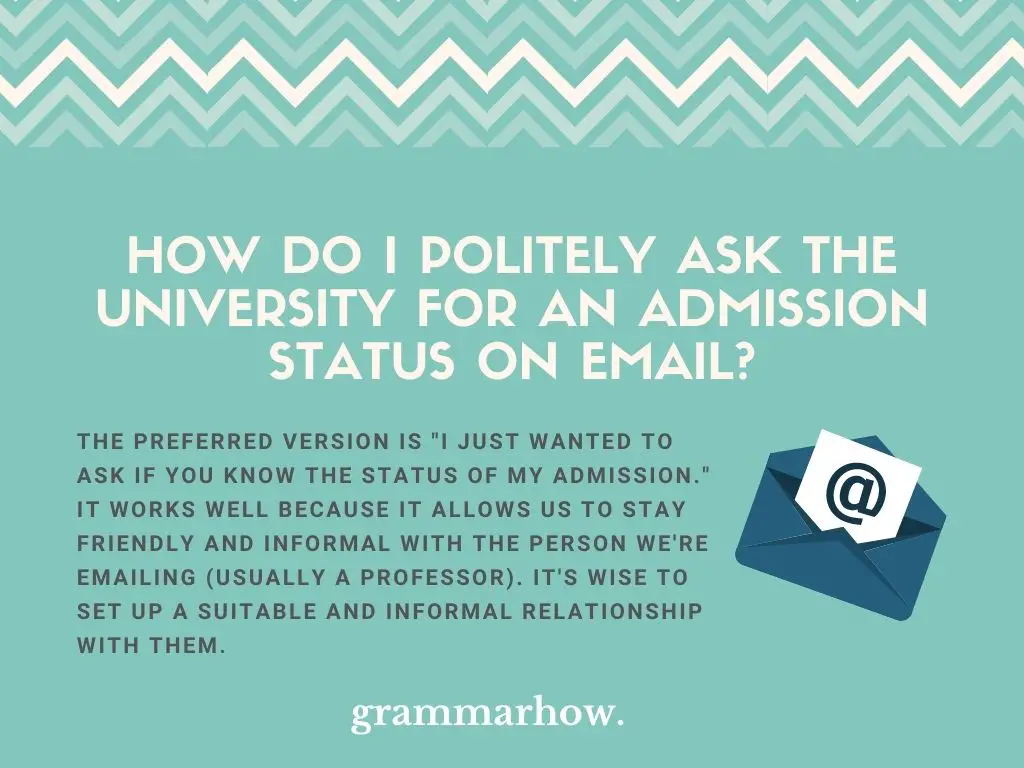 Polite Ways To Ask For An Admission Status On Email