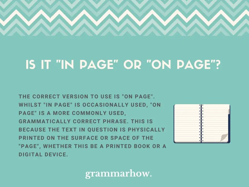 in page or on page