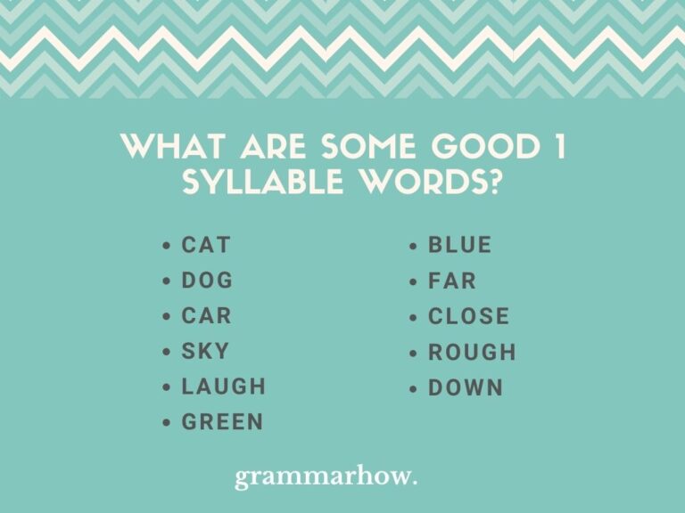 50+ Good 1 Syllable Words (List & Pictures)
