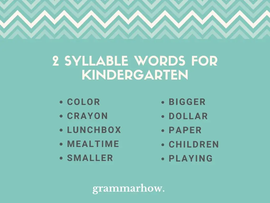 2 Syllable Words For Kindergarten