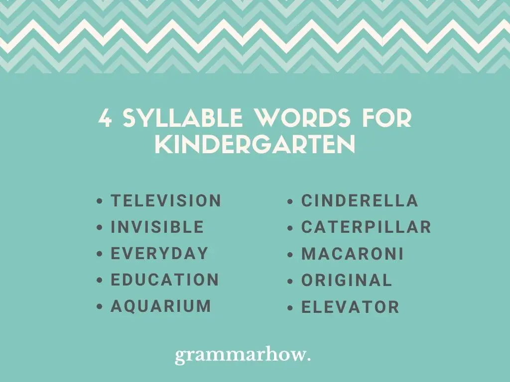 4 Syllable Words For Kindergarten