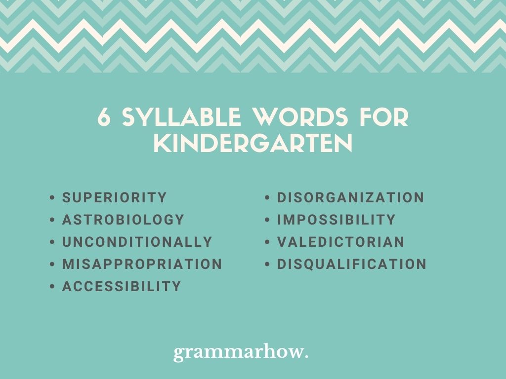 6 syllable words examples for kids