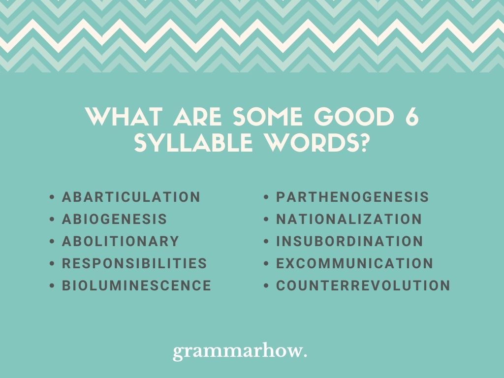 6 syllable words around the house