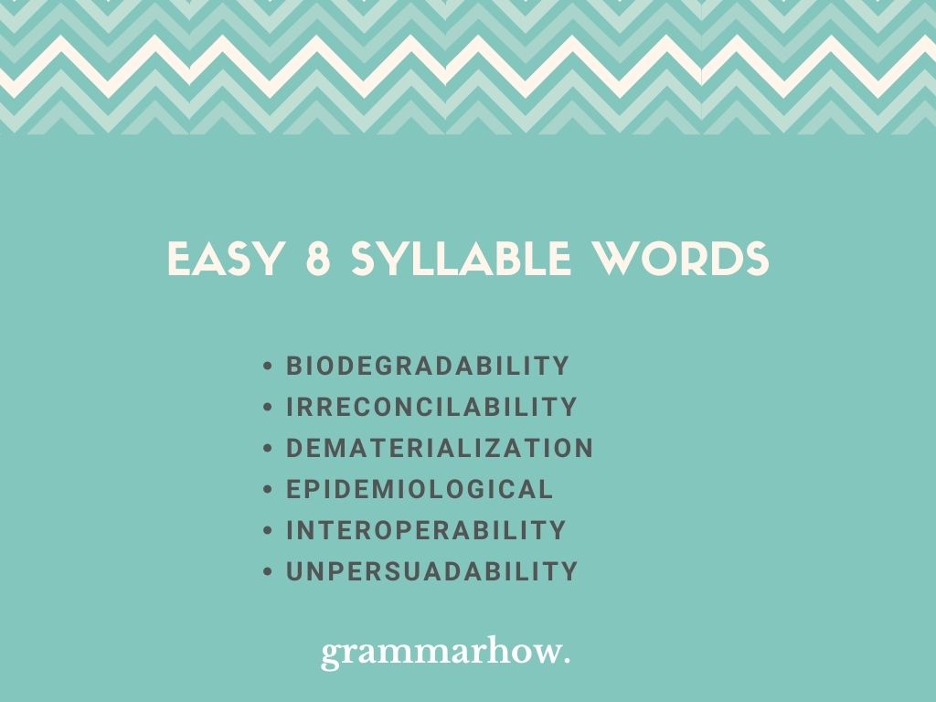 Easy 8 Syllable Words