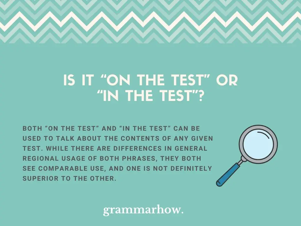On The Test or In The Test