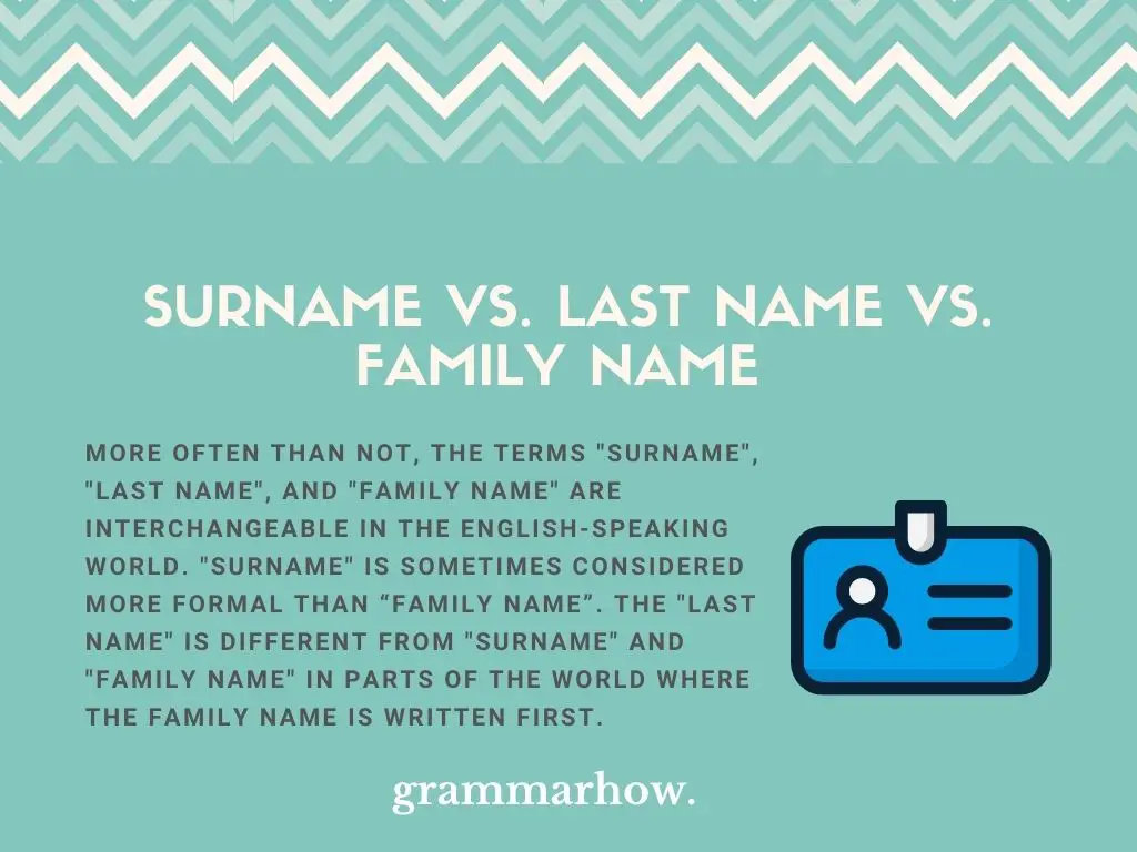 Surname vs. Last Name vs. Family Name