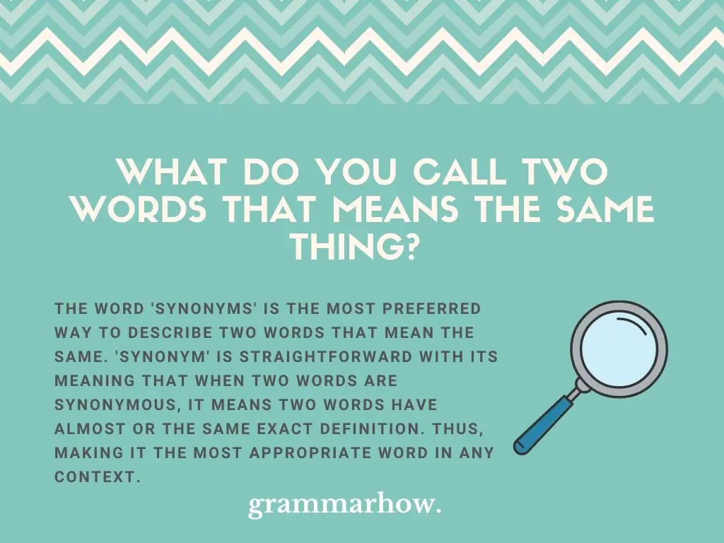 Terms For Two Words That Mean The Same Thing