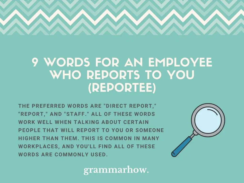 Words For An Employee Who Reports To You (Reportee)