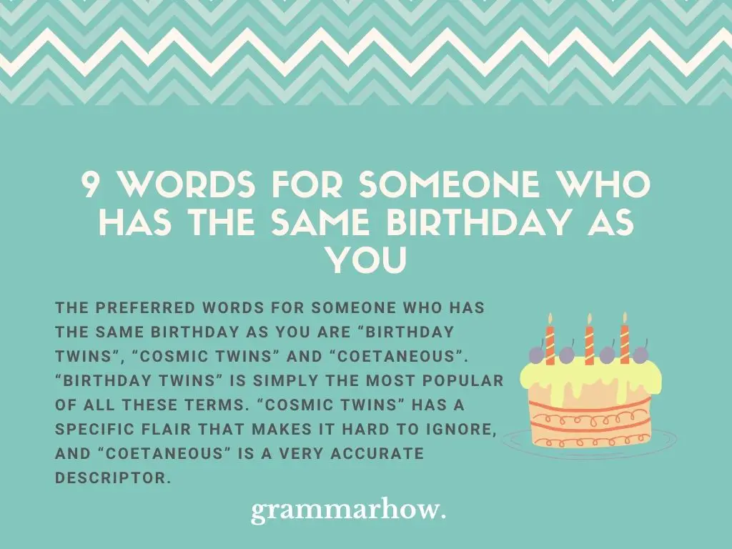 Words For Someone Who Has The Same Birthday As You