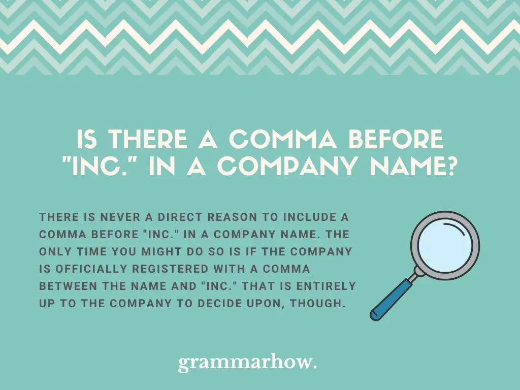 comma before or after inc company name