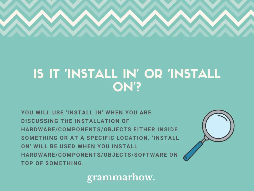 install in or on