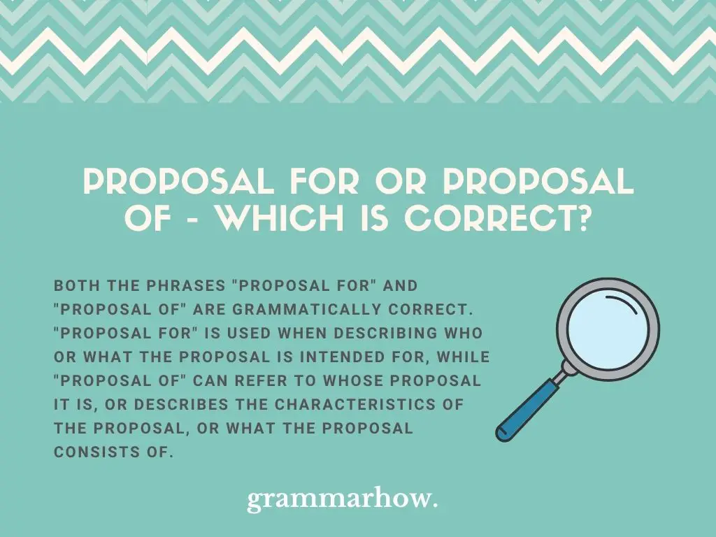 proposal for or proposal of