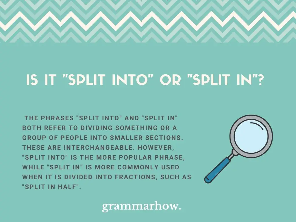 split into or split in