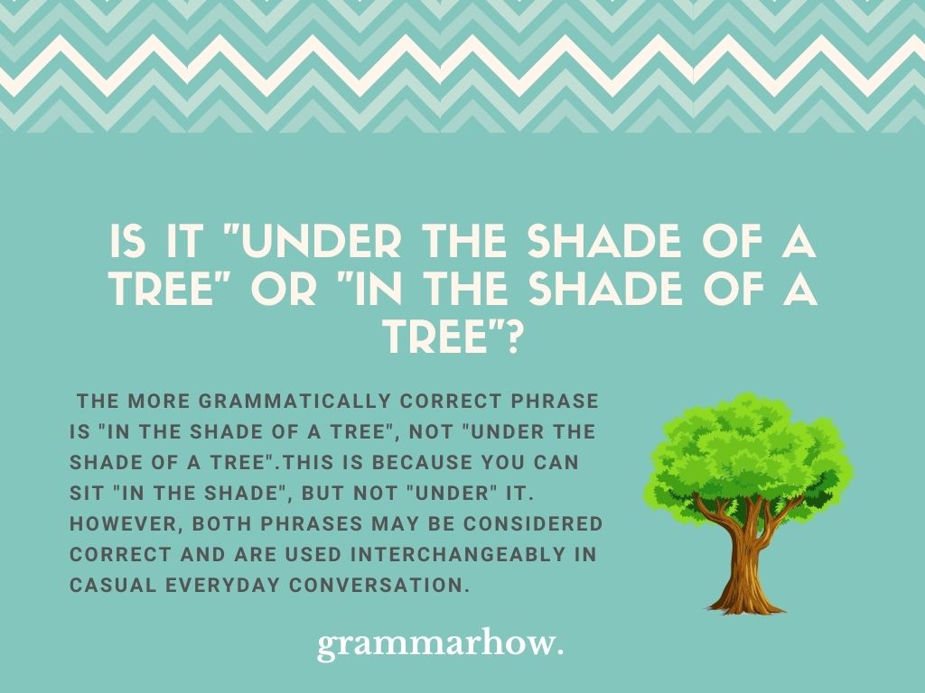 under or in the shade of a tree