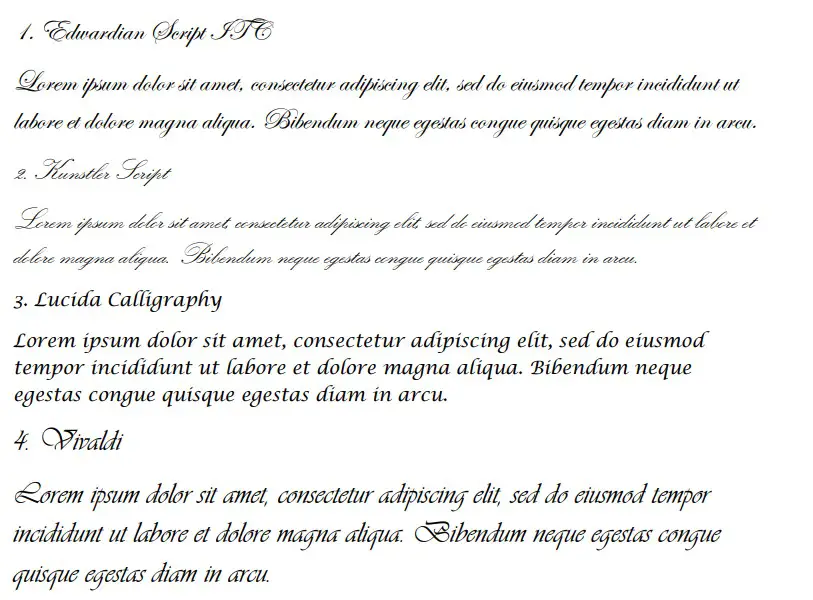 Best Calligraphy Fonts in Microsoft Word