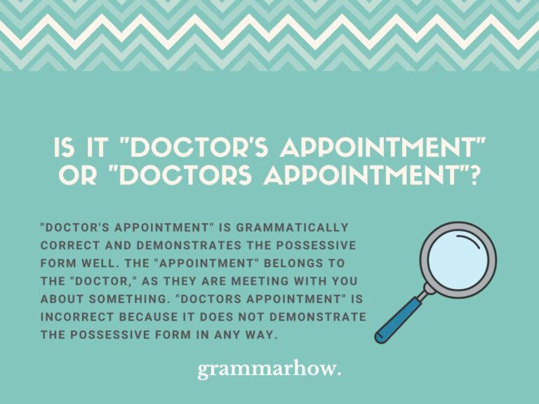 Is It "Doctor's Appointment" or "Doctors appointment"?