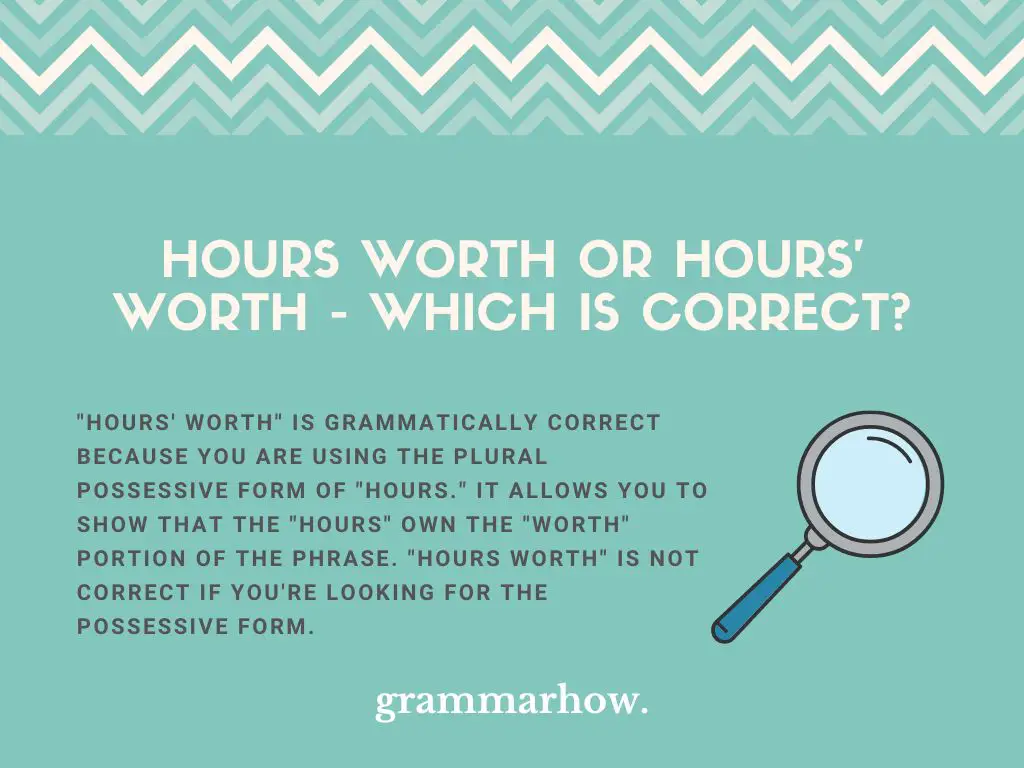 Hours Worth or Hours' Worth