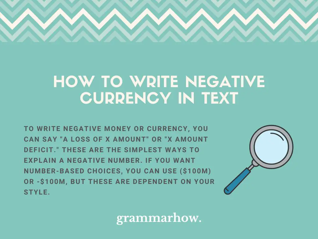 How to Write Negative Currency in Text
