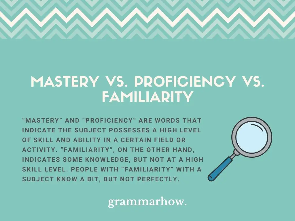 Mastery vs. Proficiency vs. Familiarity