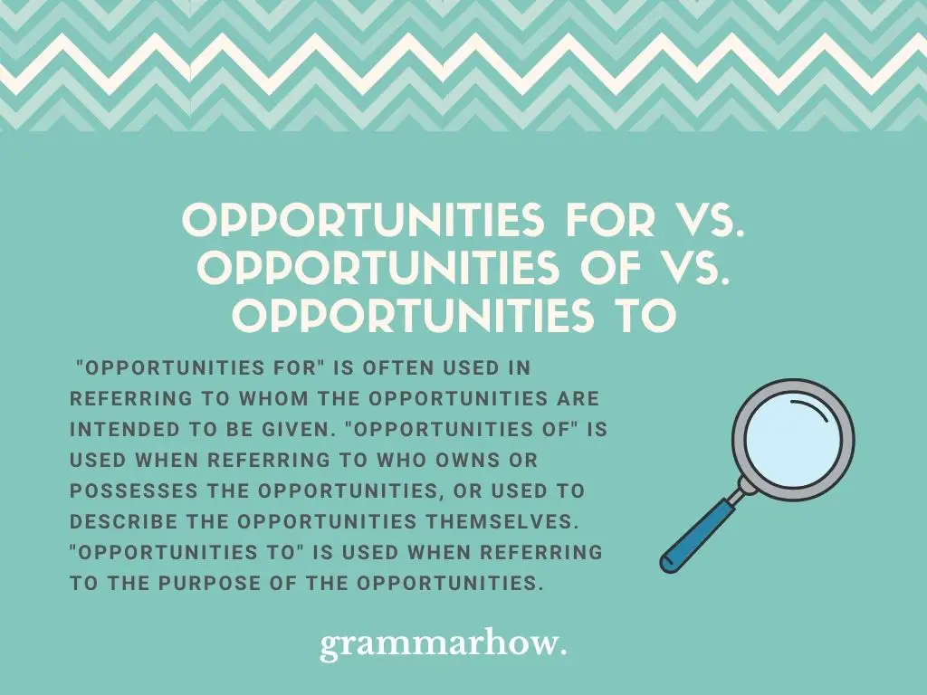 Opportunities For vs. Opportunities Of vs. Opportunities To