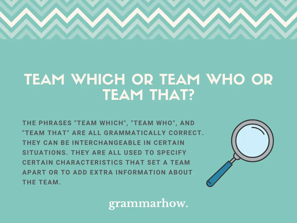 Teams Which or Teams Who or Teams That