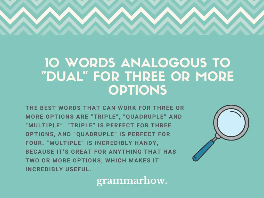 Words Analogous to Dual for Three or More Options