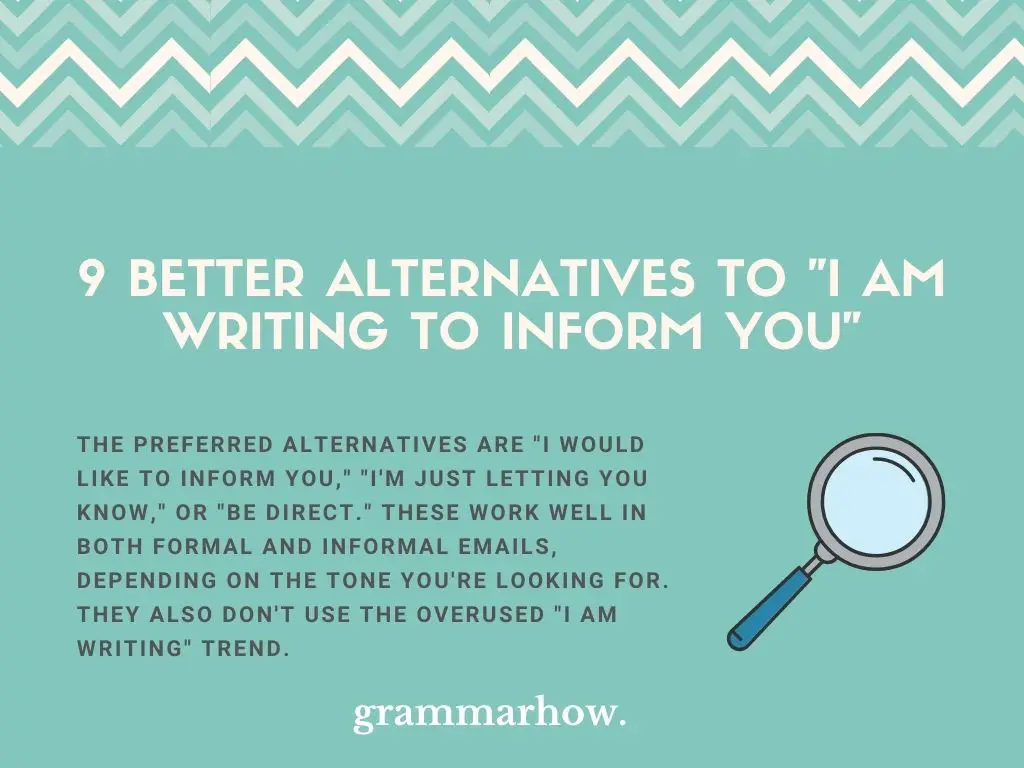 better Alternatives to I Am Writing to Inform You