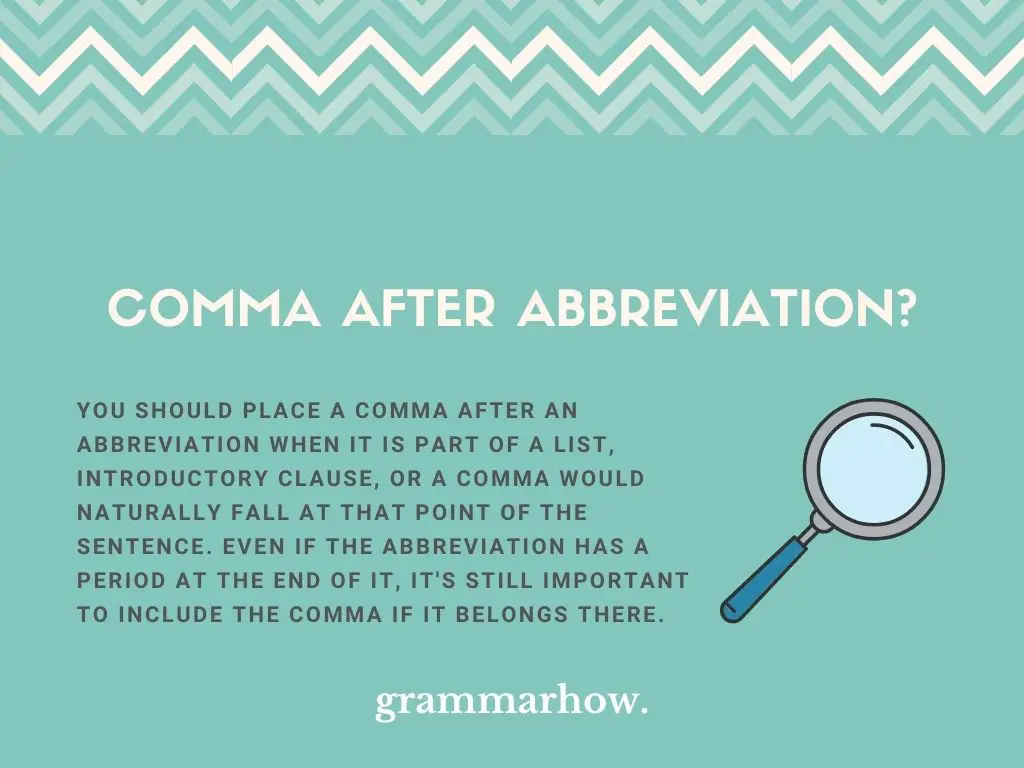 comma after abbreviation