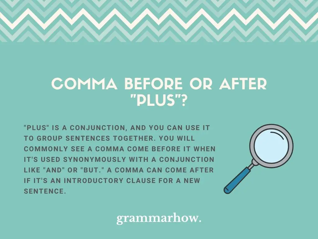 comma before or after plus
