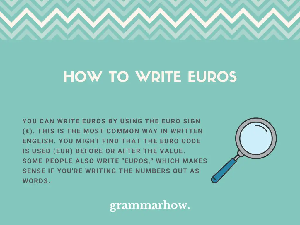 how to write euros