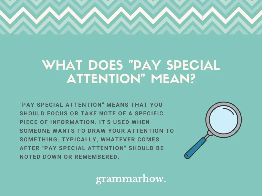 pay special attention meaning synonym