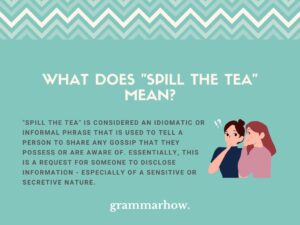 "Spill the Tea" - Meaning & Origin (With Examples)