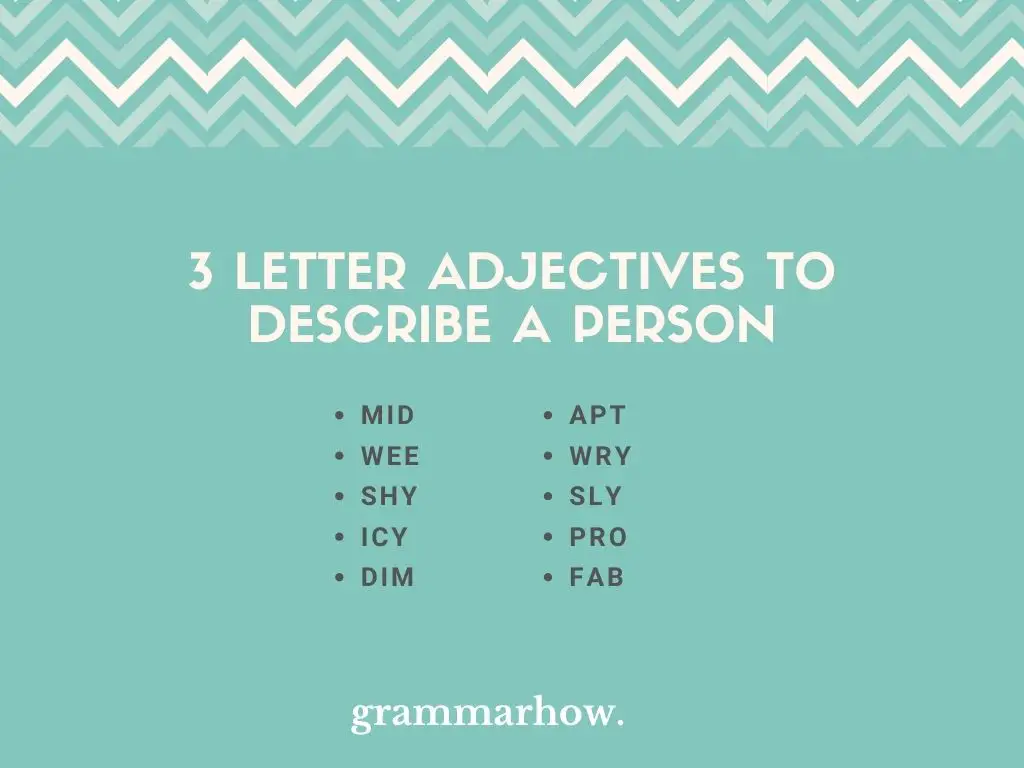 3 letter adjectives to describe a person