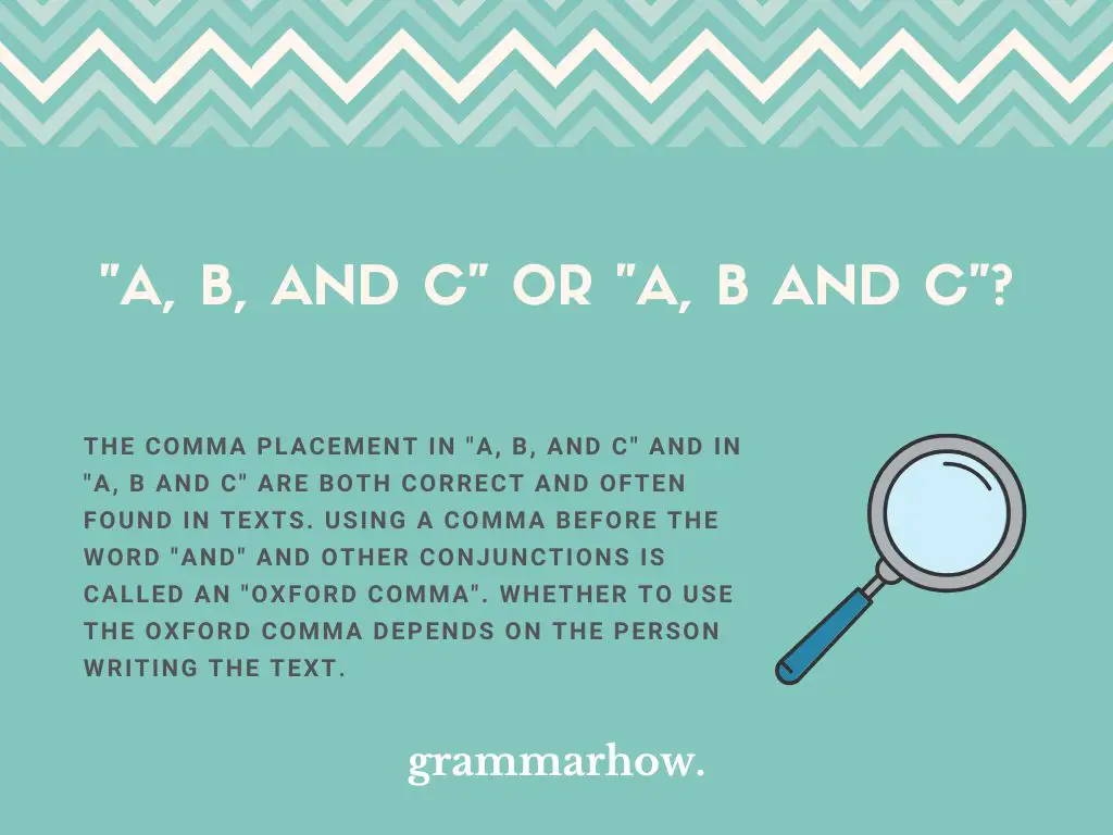 A B and C comma