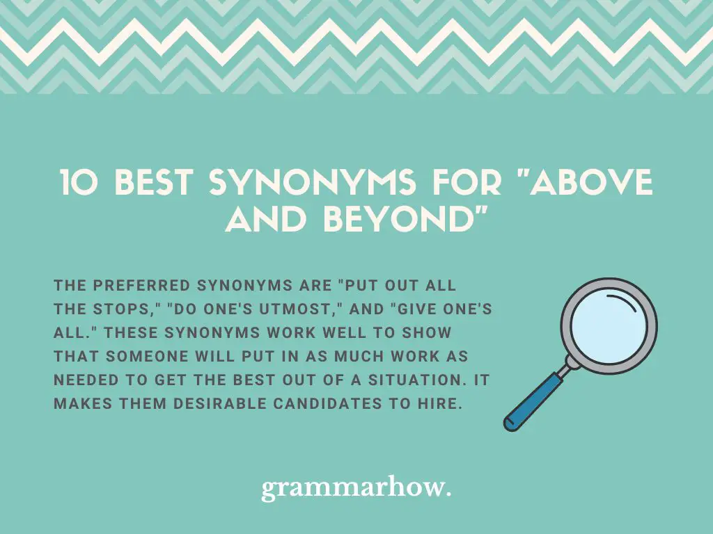 Best Synononyms for Above and Beyond