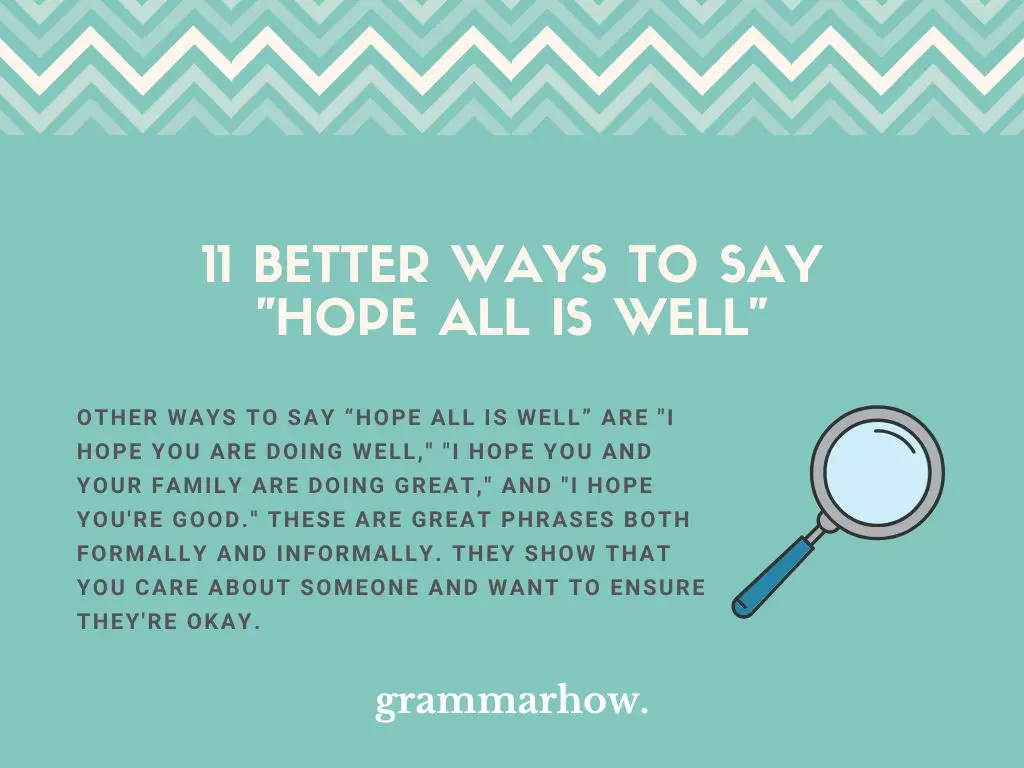 Better Ways to Say Hope All Is Well