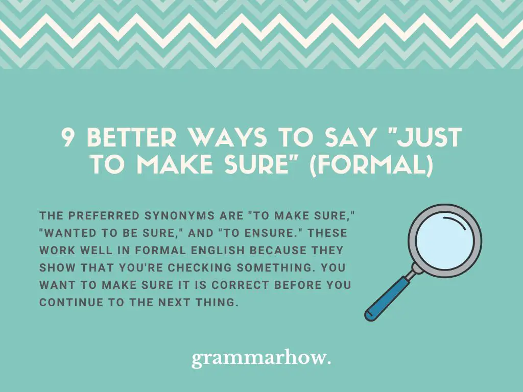 Better Ways to Say Just to Make Sure (Formal)