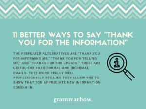 11 Better Ways to Say "Thank You for the Information"
