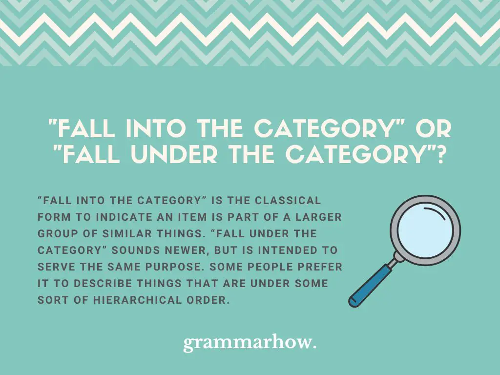 Fall into the Category or Fall under the Category