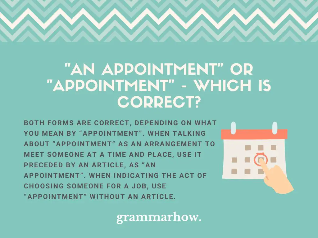 an appointment or appointment