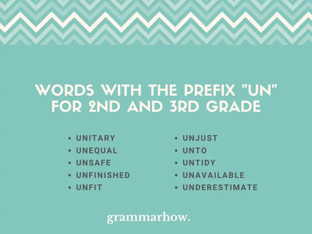 words with the prefix un 2nd and 3rd grade