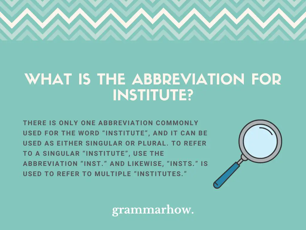 Abbreviation for Institute