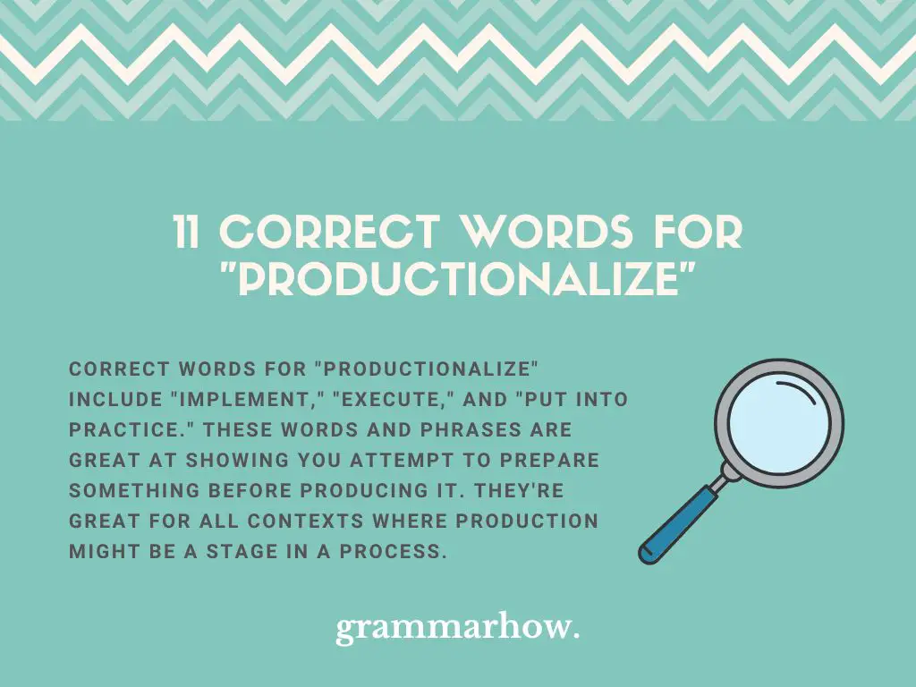 Correct Words for Productionalize