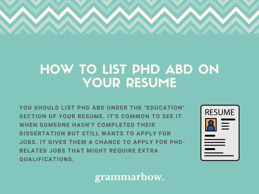 How to List PhD ABD on Your Resume