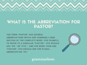 What Is the Abbreviation for Pastor?